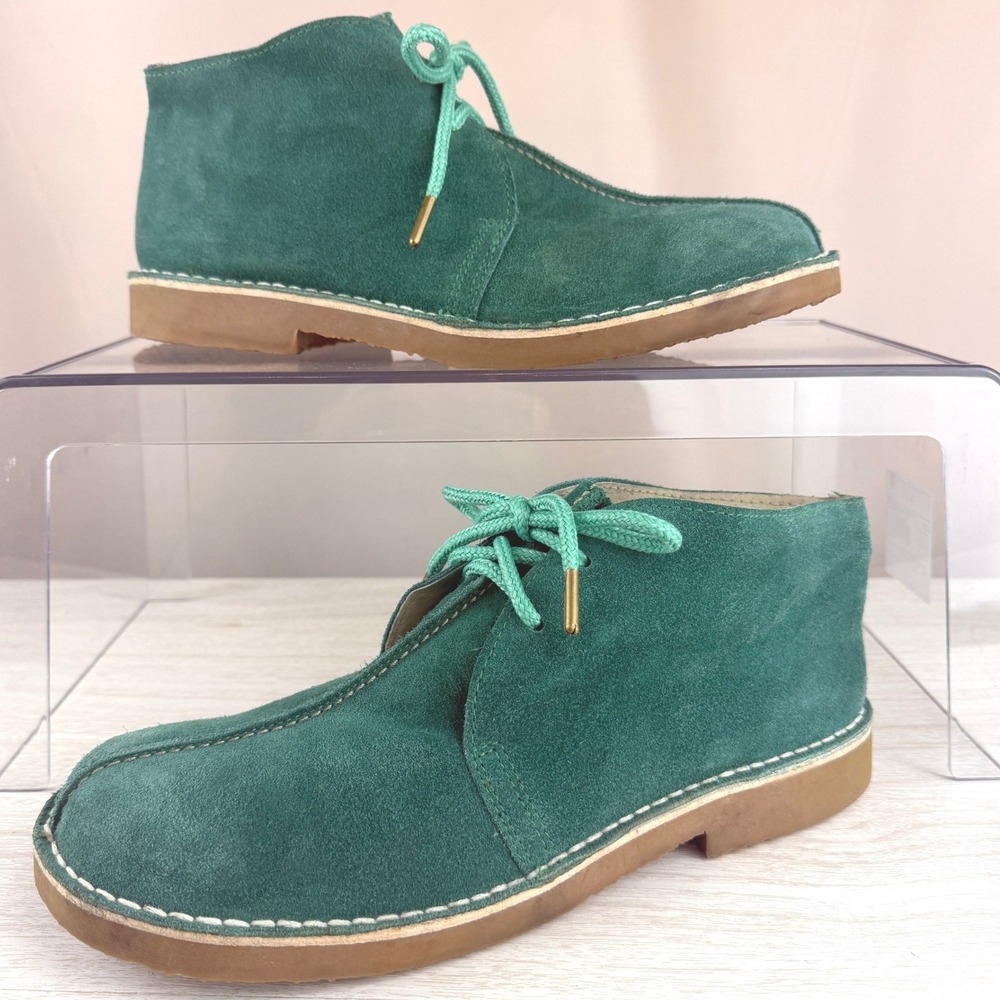 Vintage Mens Teal|Green Chukka Suede Boot|43|Gum Crepe Sole Rockabilly Spain